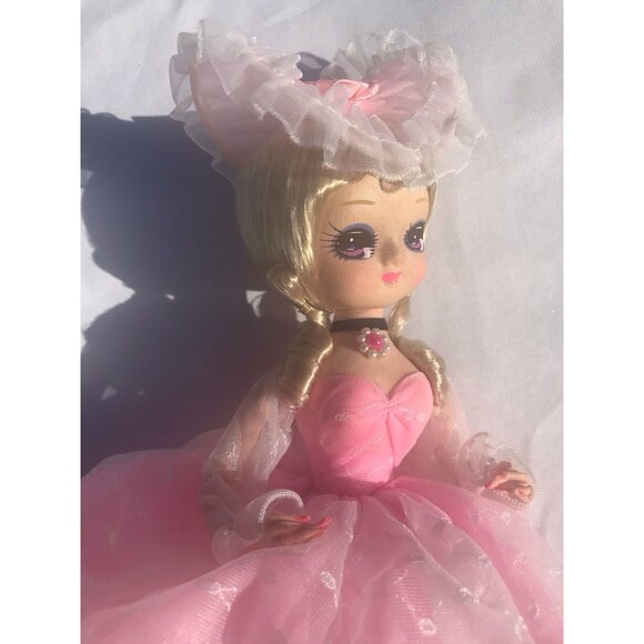 Vtg 70s MCM Bradley Big Eye Doll Southern Belle Hand Painted Nylon Face Pink 12” - Picture 10 of 16